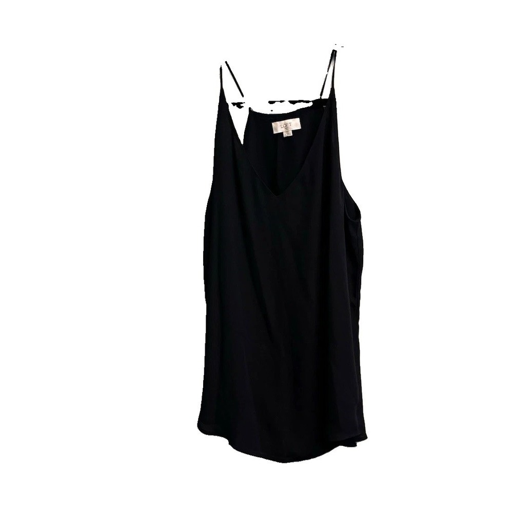 LOFT Outlet Women's Black Solid Camisole Tank Spaghetti Strap Scoop Neck M